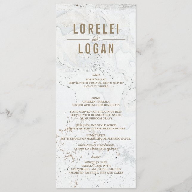 Menu Modern Marble Wedding | DOURADO (Frente)