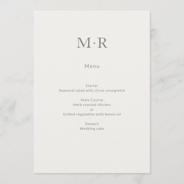 Menu Modern Minimal Intimate Wedding (Frente)