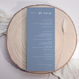 Menu Modern Minimalist Elegant Dusty Blue Wedding