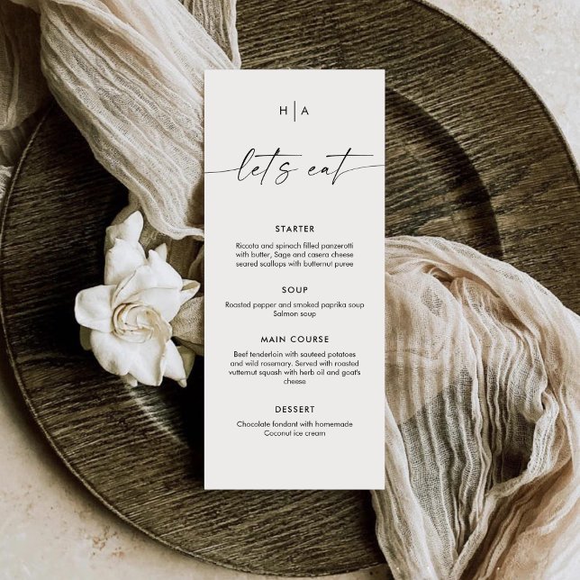 Menu Modern Minimalist Handwriting Wedding Dinner  (Criador carregado)