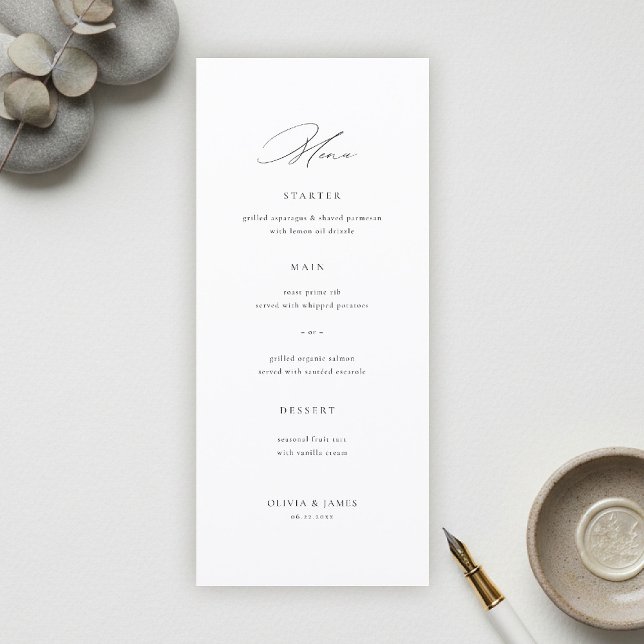 Menu Modern Minimalist Typography Calligraphy Wedding (modern minimalist wedding bridal menu typography calligrahy black white city contemporary simple)