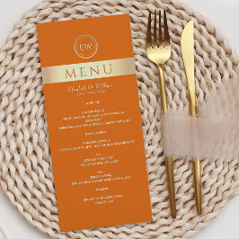 Menu Modern Orange Wedding