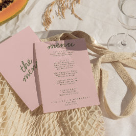 Menu Modern Pink Green Whimsical Summer Fun Wedding