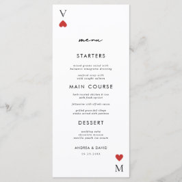 Menu Modern Playing Card Poker Casino Vegas Wedding