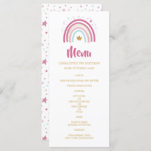 Menu Modern Rainbow de aniversário de festa temáti