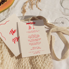 Menu Modern Red Hand Drawn Vintage Quirky Wedky