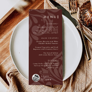 Menu Modern Rustic Chic Burgundy Typography Photo