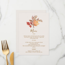 Menu Modern Rustic Fall Boho Flower Wedding