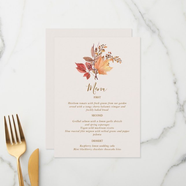 Menu Modern Rustic Fall Boho Flower Wedding (Frente/Verso In Situ)