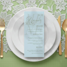 Menu Modern Script Citrus Blue Formal Wedding