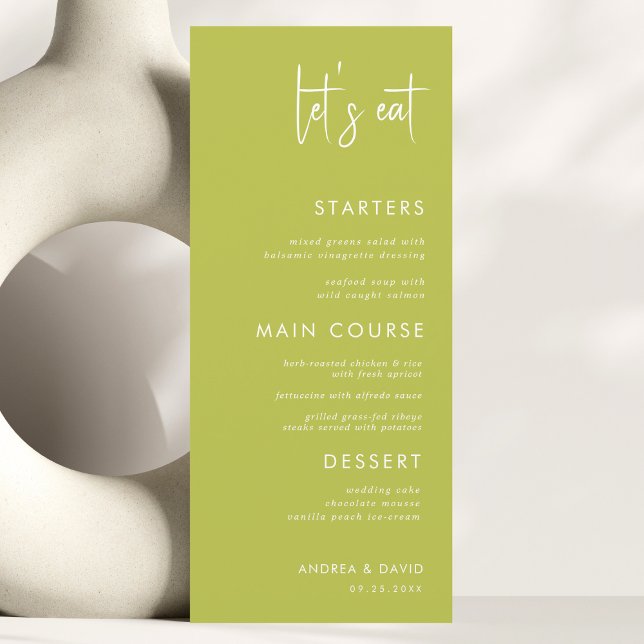 Menu Modern Script Minimalist Let's Eat White Wedding   (Criador carregado)