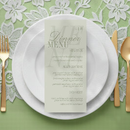 Menu Modern Script Sage Green Formal Wedding