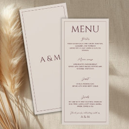 Menu Modern simple tan minimalist wedding