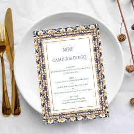 Menu Modern Talavera Heritage Elegant Wedding
