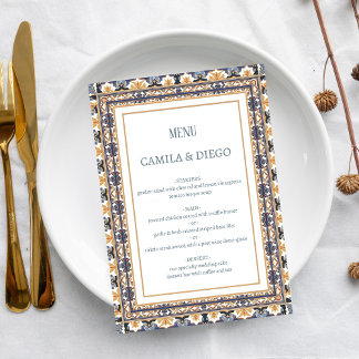 Menu Modern Talavera Heritage Elegant Wedding