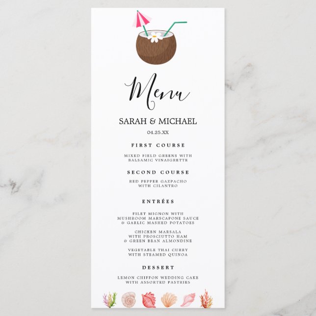 Menu Modern Watercolor Summer Beach (Frente)