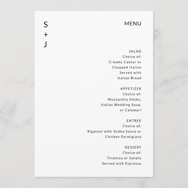 Menu Modern Wedding (Frente)