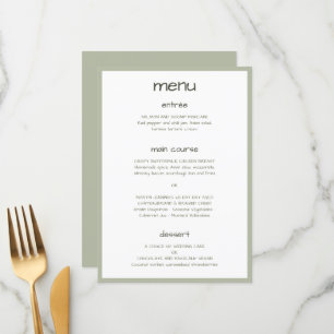 Menu Moderna Minimalista de Manuscrito Casual Verde Dus