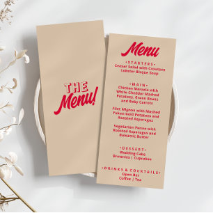 Menu Moderno Colorido Ousado Funky Retro Casamento Únic