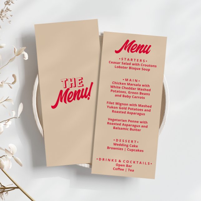 Menu Moderno Colorido Ousado Funky Retro Casamento Únic (Criador carregado)