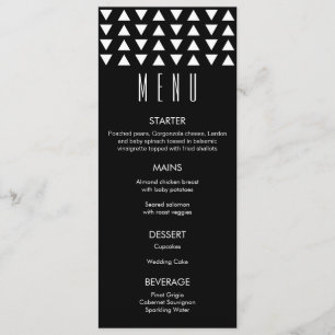 Menu moderno do casamento dos triângulos