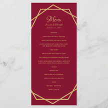 Moderno Dourado no Casamento Geométrico Vermelho B