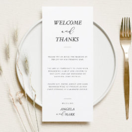 Menu Moderno e minimalista bem-vindo, obrigado a coloca