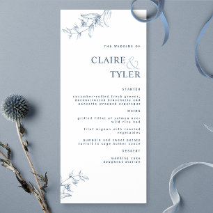 Menu Moderno Elegante Chique Casamento Azul