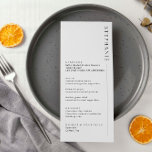 Menu Moderno Minimalista com nome<br><div class="desc">Convide convidados para o seu casamento com este cartão de menu personalizável simples e moderno,  que apresenta uma fonte limpa em fundo branco. Este convite de casamento é perfeito para qualquer estação. Tamanhos de fonte e texto podem ser editados. Por favor,  deixe-me entrar em contato se tiver alguma pergunta.</div>