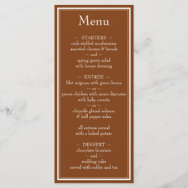 Menu Moderno Minimalista de Casamento Marrom