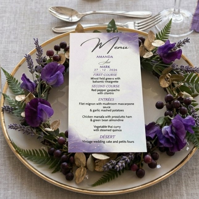 Menu Moderno Minimalista Lilás Roxo Moderno (Criador carregado)