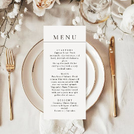Menu Moderno Minimalista Simples Linha Preta Jantar de