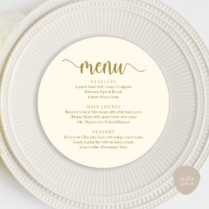 Menu Moderno Rústico, Jantar Redondo de Casamento Fugaz