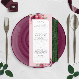Menu Moldura Moderna Peônia Rosa Poeirento Romântico