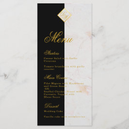 Menu Monograma branco preto Monograma caligrafia Faux D