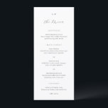 Menu Monograma Clássico Preto e Branco para Casamento E<br><div class="desc">Desenho clássico e elegante.</div>