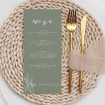 Menu Monograma de Casamento de Boho Minimalista do Mode<br><div class="desc">Menu de Casamento de Boho Minimalista Verde do Moderno Sage. Monograma atrás.</div>