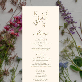 Menu Monograma de Casamento Floral Minimalista