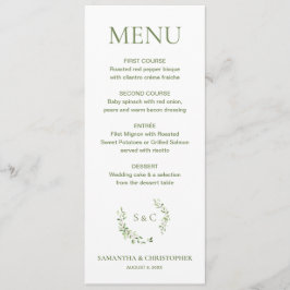 Menu Monograma de Coroa de Aquarela Casamento Personali