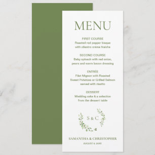 Menu Monograma de Coroa de Aquarela Casamento Personali