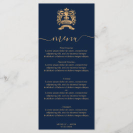 Menu Monograma do Mapa do Mundo Dourado de Casamento de