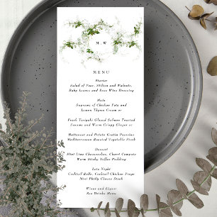 Menu Monograma Elegante Casamento Eucalyptus Wreath