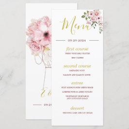 Menu Monograma Elegante Elegante Dourado de Rosas