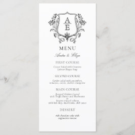 Menu Monograma Elegante Preto e Crest Branco