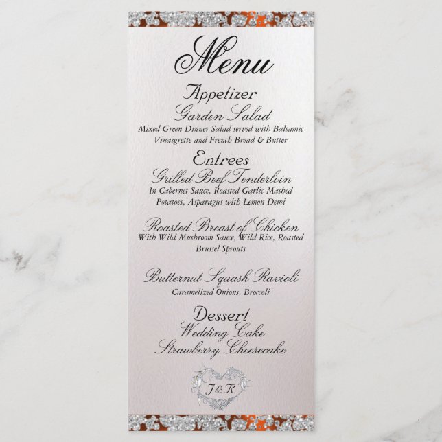 Menu Monograma, Fita e Largura - Casamento de Cobre (Frente)