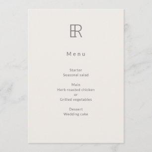 Menu Monograma Minimalista Moderno de Casamento