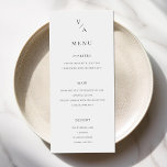 Menu Monograma Moderno Elegante Casamento Preto e Branc<br><div class="desc">Menu de casamento moderno com design de tipografia monográfica minimalista a preto e branco.</div>