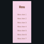 Menu Monograma Moderno - Rosa e Castanho<br><div class="desc">Este cartão de menu do Modern Monograma cor-de-rosa e castanho pode ser personalizado com o seu menu de casamento. No verso, o cartão apresenta o nome do casal e a data do casamento. Para o formato de data europeu, basta mudar o mês e o dia ao preencher os campos de...</div>