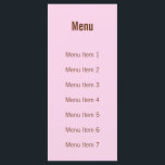 Menu Monograma Moderno - Rosa e Castanho<br><div class="desc">Este cartão de menu do Modern Monograma cor-de-rosa e castanho pode ser personalizado com o seu menu de casamento. No verso, o cartão apresenta o nome do casal e a data do casamento. Para o formato de data europeu, basta mudar o mês e o dia ao preencher os campos de...</div>