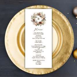 Menu Monograma Pinecone Winter Wreath Festa de Natal